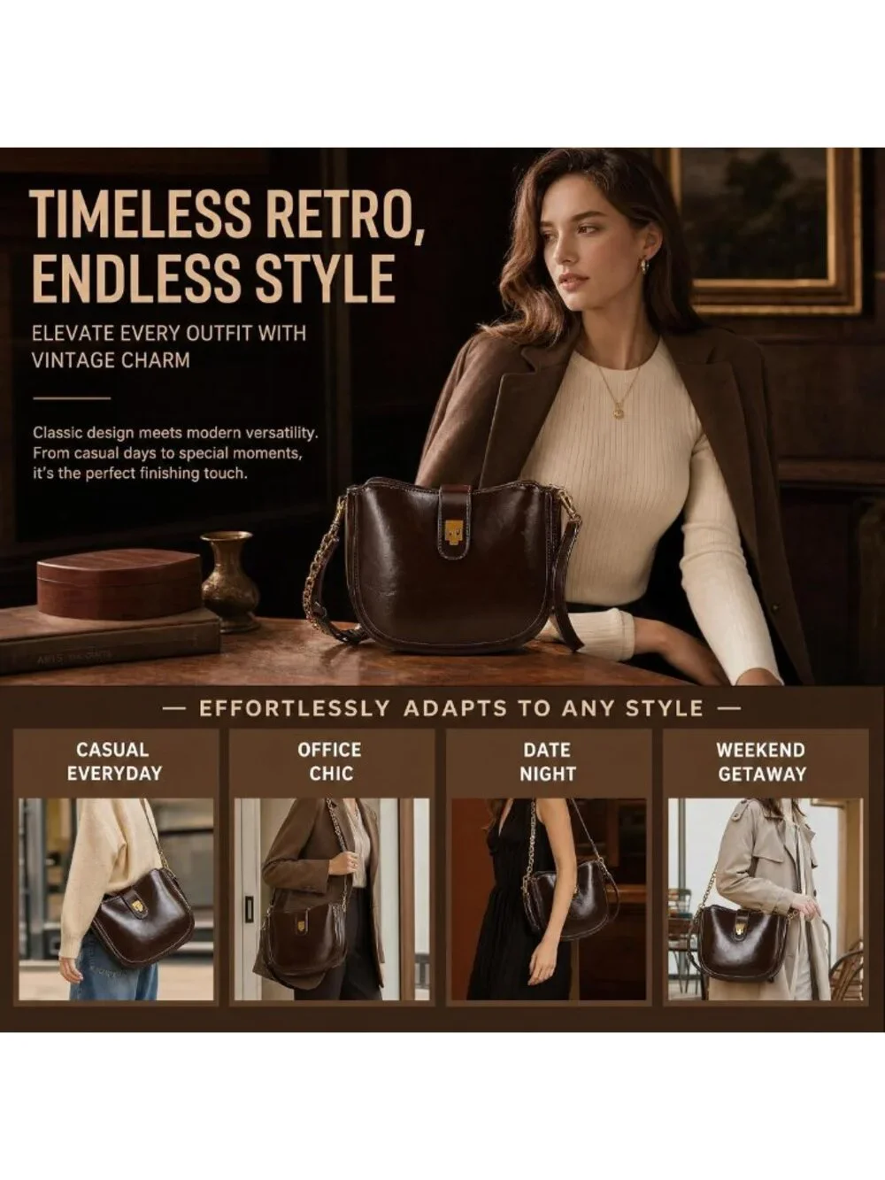 Stylish PU Leather Hobo Shoulder Bag, Adjustable Crossbody Handbag, Casual Purse